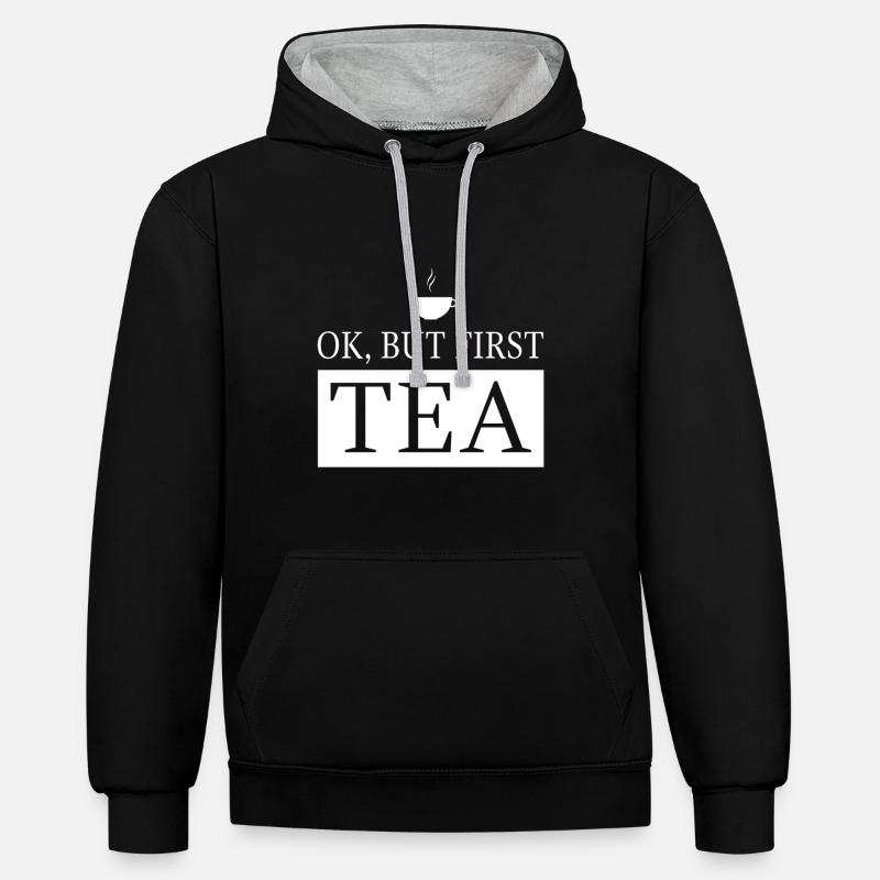 OK, mais d'abord TEA - Sweat à capuche contrasté - noir/gris chiné
