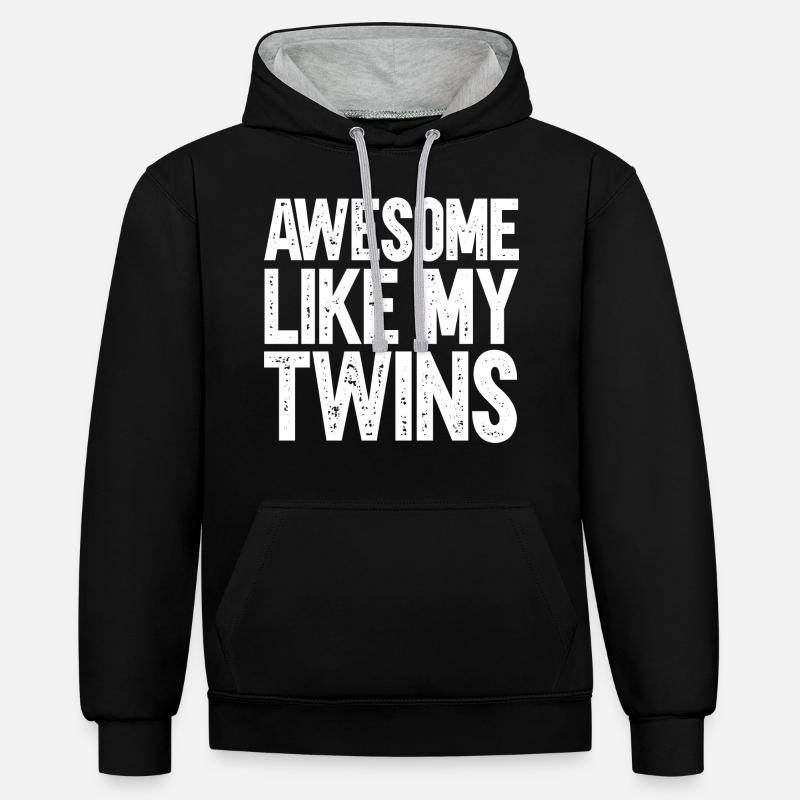 Fantastique comme mes jumeaux - Sweat à capuche contrasté - noir/gris chiné