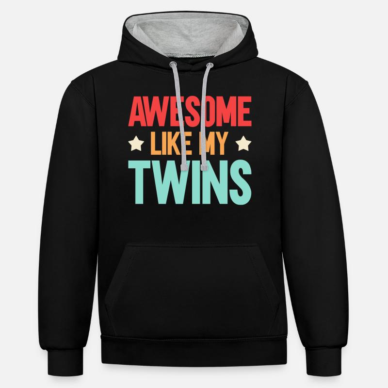 Fantastique comme mes jumeaux - Sweat à capuche contrasté - noir/gris chiné