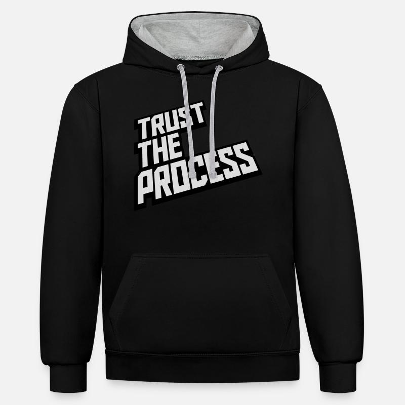 faire confiance au processus Devis - Sweat à capuche contrasté - noir/gris chiné