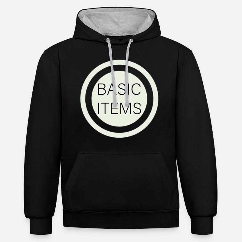 Basic Items - Sweat à capuche contrasté - noir/gris chiné