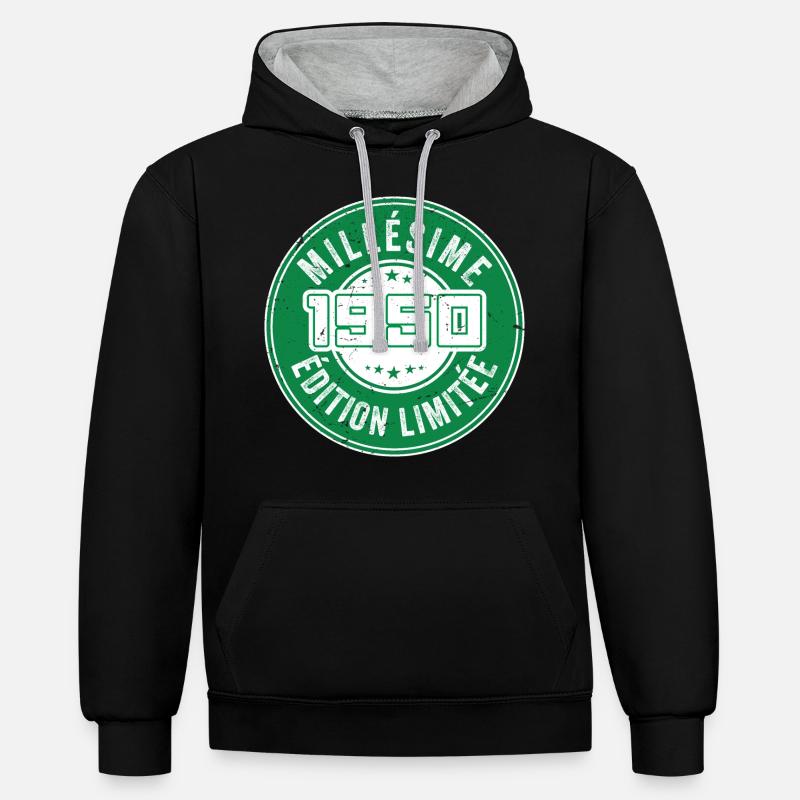 Millésime 1950 | édition limitée - Sweat à capuche contrasté - noir/gris chiné