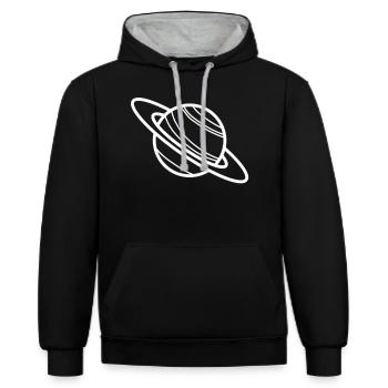 Jupiter | Espace, Jeu, Bande Dessinée, OVNI, Cinéma - Sweat à capuche contrasté - noir/gris chiné - Devant - Anna (173cm) & Nico (186cm)