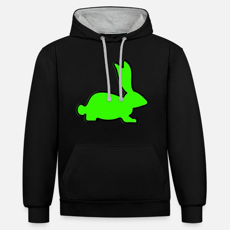 Lapin - Sweat à capuche contrasté - noir/gris chiné