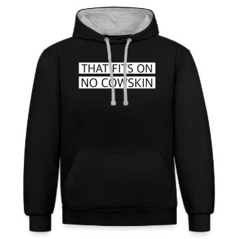 Das geht unter keine Kuhhaut | lustige Sprüche - Kontrast-Hoodie - Schwarz/Grau meliert - Vorne - Anna (173cm) & Nico (186cm)