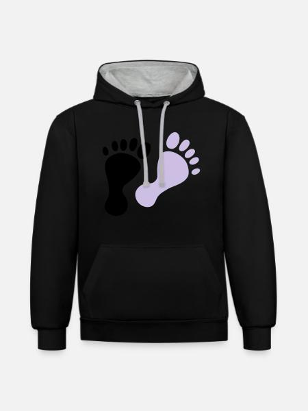 füße - Kontrast-Hoodie - Schwarz/Grau meliert