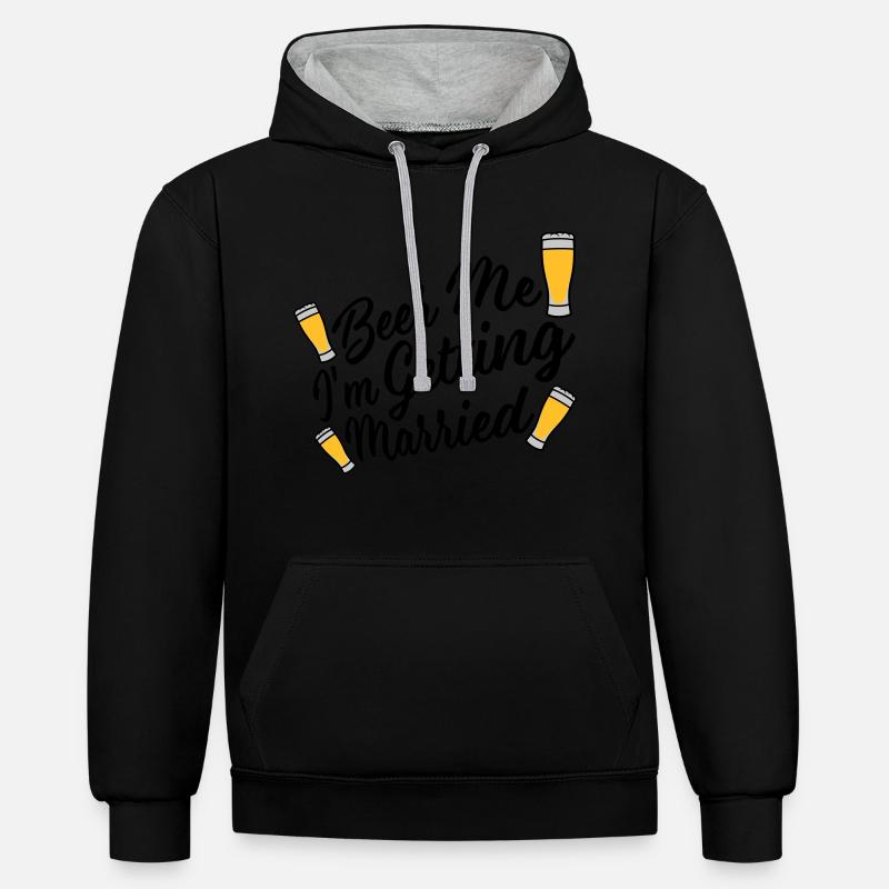 Beer Me Me marier - Sweat à capuche contrasté - noir/gris chiné