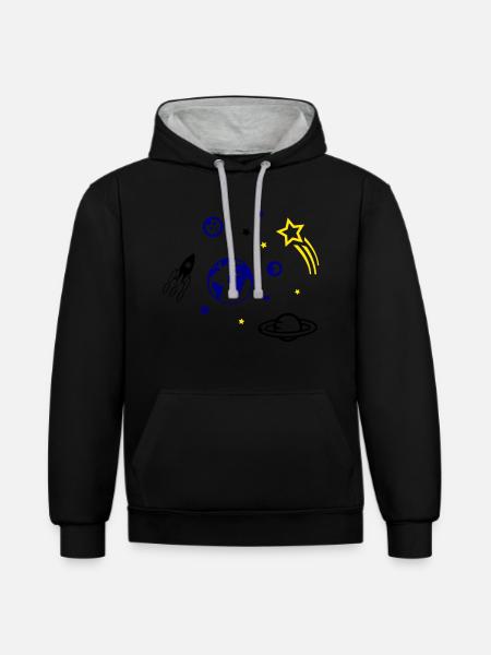 universe - Contrast hoodie - black/heather grey