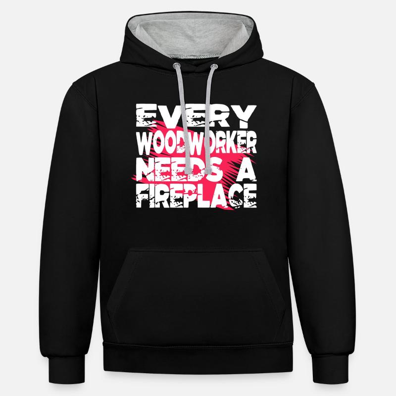 amateurs de construction charpentier - Sweat à capuche contrasté - noir/gris chiné