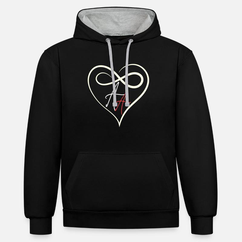 Amour double A - Sweat à capuche contrasté - noir/gris chiné