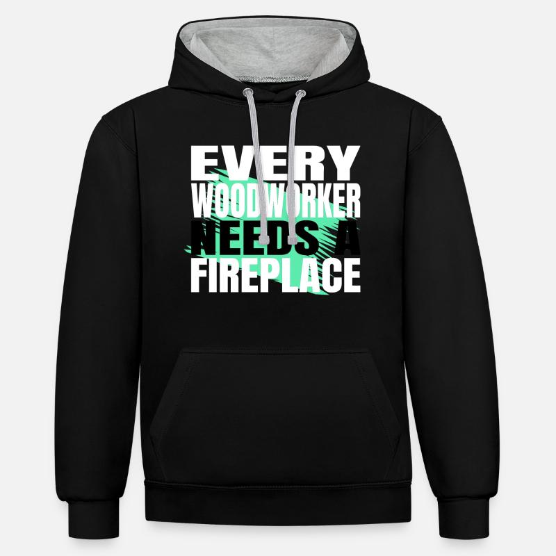 jokes badge present idea tools - Kontrast-Hoodie - Schwarz/Grau meliert