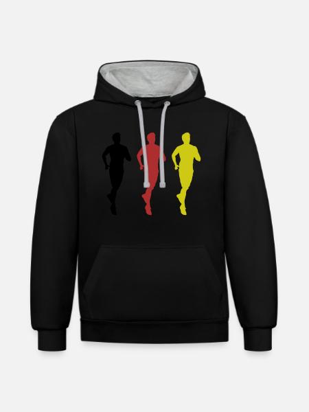 Jogging Germany - Contrast hoodie - black/heather grey