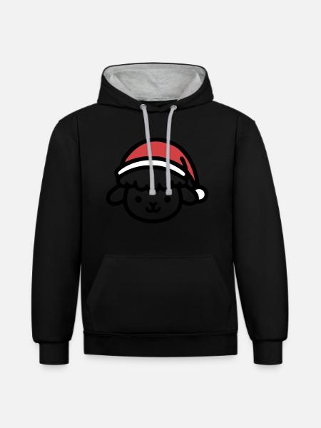 Christmas Cute Sheep - Contrast hoodie - black/heather grey