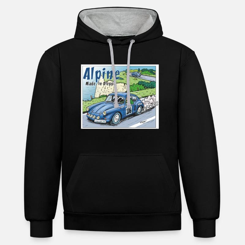 Polete en Alpine 106 - Sweat à capuche contrasté - noir/gris chiné