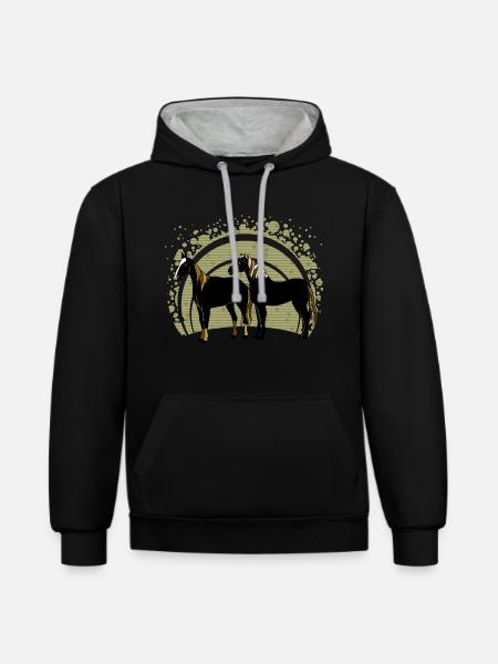 Die Pferde - Kontrast-Hoodie - Schwarz/Grau meliert
