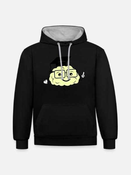 smart brain 02 - Contrast hoodie - black/heather grey