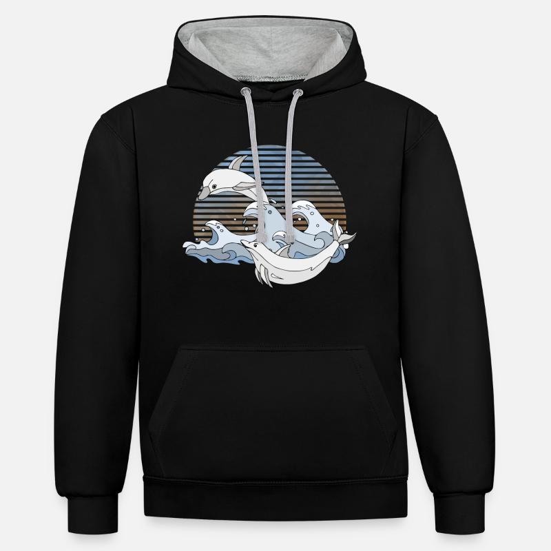 Dauphins - Sweat à capuche contrasté - noir/gris chiné