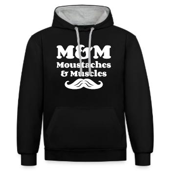 M&M (Moustaches & Muscles) - Sweat à capuche contrasté - noir/gris chiné - Devant - Anna (173cm) & Nico (186cm)