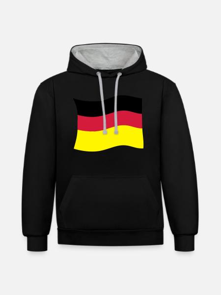 deutschlandfahne - Kontrast-Hoodie - Schwarz/Grau meliert