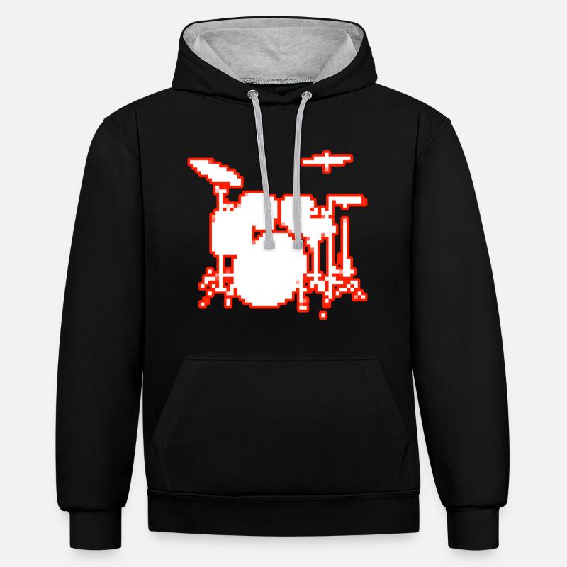 Batteur de pixel - Sweat à capuche contrasté - noir/gris chiné