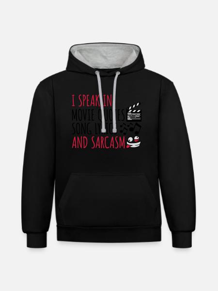speak lyrics and sarcasm - Contrast hoodie - black/heather grey