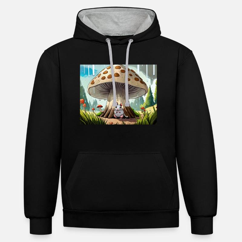 Comptines allemandes illustrées Il pleut - Sweat à capuche contrasté - noir/gris chiné