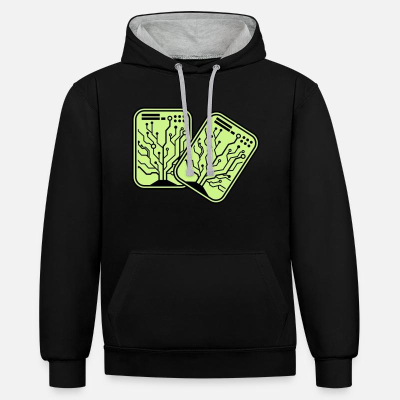 Micro-puce 2 - Sweat à capuche contrasté - noir/gris chiné