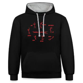 graalibu_logo_2004_red - Kontrast-Hoodie - Schwarz/Grau meliert - Vorne - Anna (173cm) & Nico (186cm)