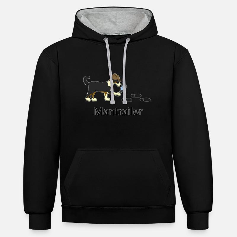 Mantrailing Gingi - Sweat à capuche contrasté - noir/gris chiné