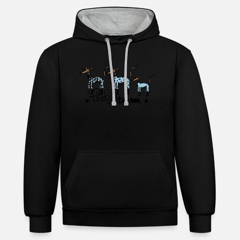 équipe de mode - Sweat à capuche contrasté - noir/gris chiné