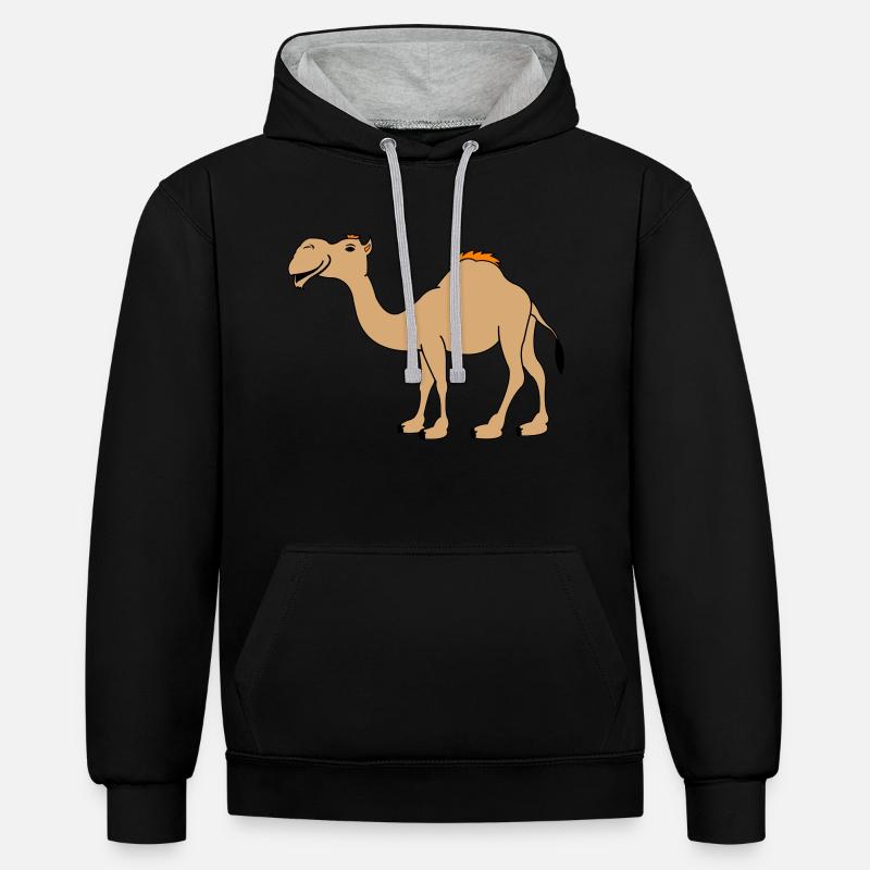 Chameau - Sweat à capuche contrasté - noir/gris chiné