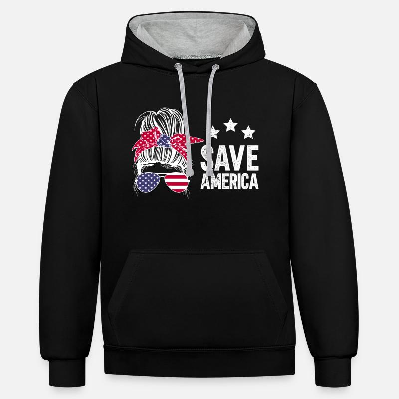 Sauvez l’Amérique - Sweat à capuche contrasté - noir/gris chiné
