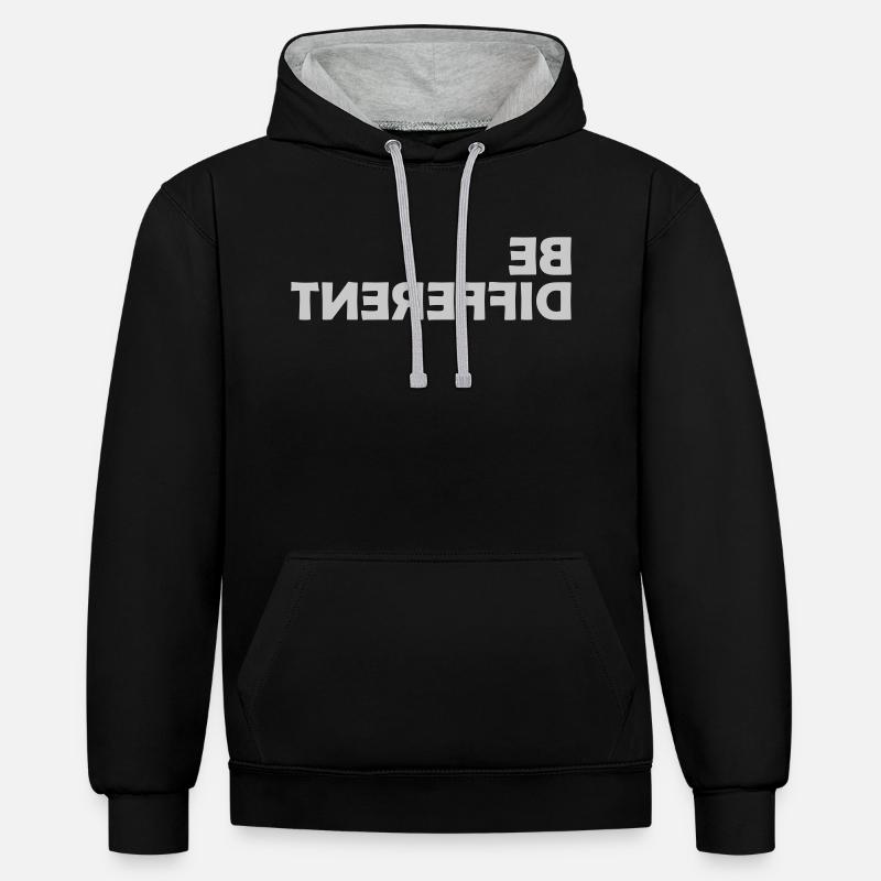Soyez différent Logo Design - Sweat à capuche contrasté - noir/gris chiné