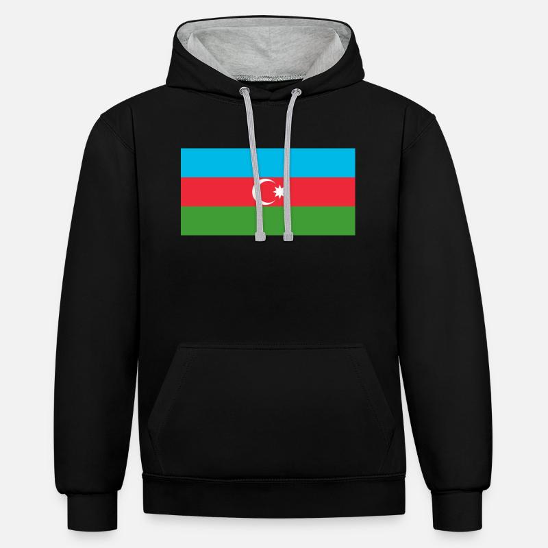 azerbaycan - Sweat à capuche contrasté - noir/gris chiné