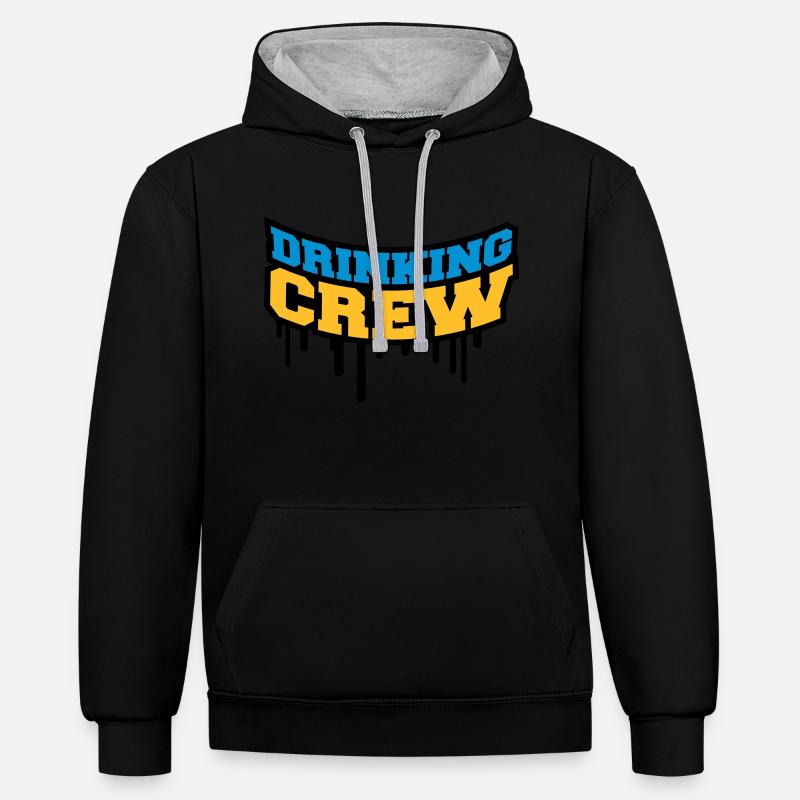 Drinking Crew Graffiti - Sweat à capuche contrasté - noir/gris chiné