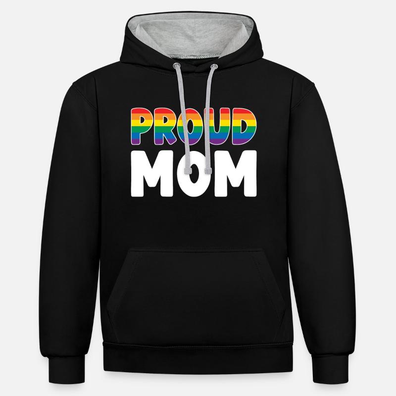 Fière Mère LGBT - Sweat à capuche contrasté - noir/gris chiné