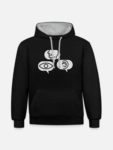 See Speak Hear Speech bubbles - Contrast hoodie - black/heather grey
