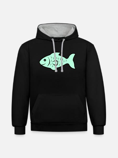 fish1 - Contrast hoodie - black/heather grey
