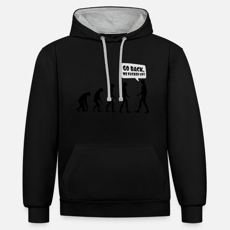 Evolution fucked up - Evolution verkackt - Kontrast-Hoodie - Schwarz/Grau meliert
