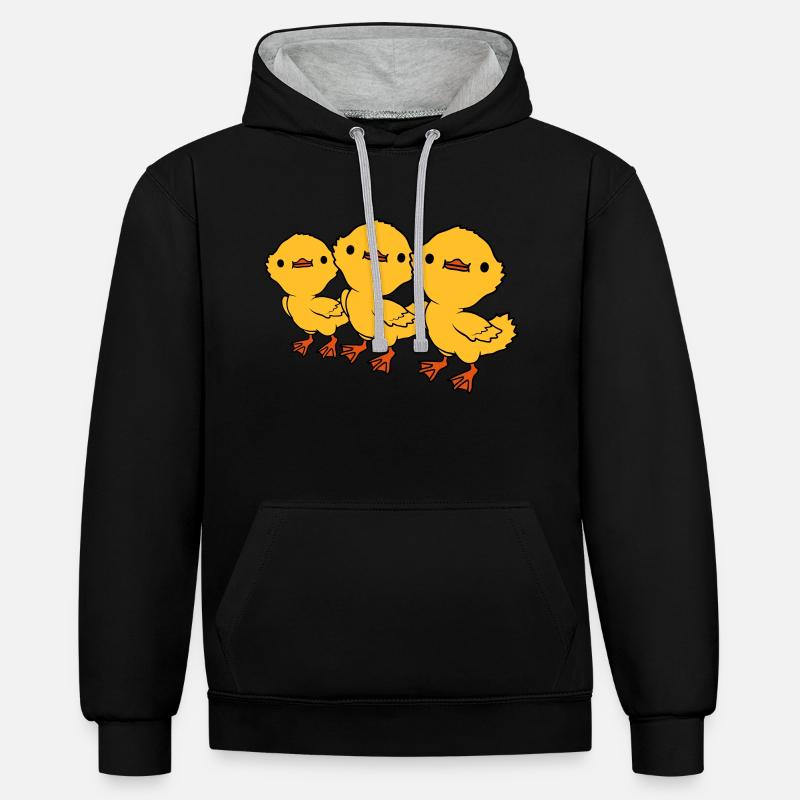 3 Équipe d’amis des canetons - Sweat à capuche contrasté - noir/gris chiné