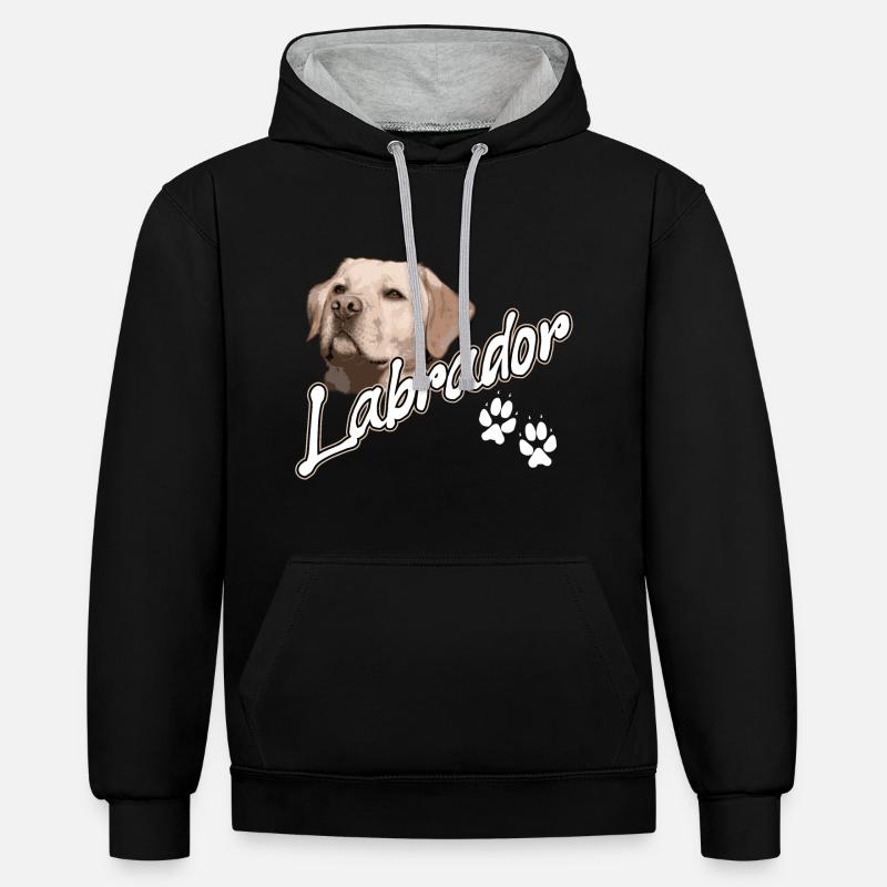 Labrador retriever - Sweat à capuche contrasté - noir/gris chiné