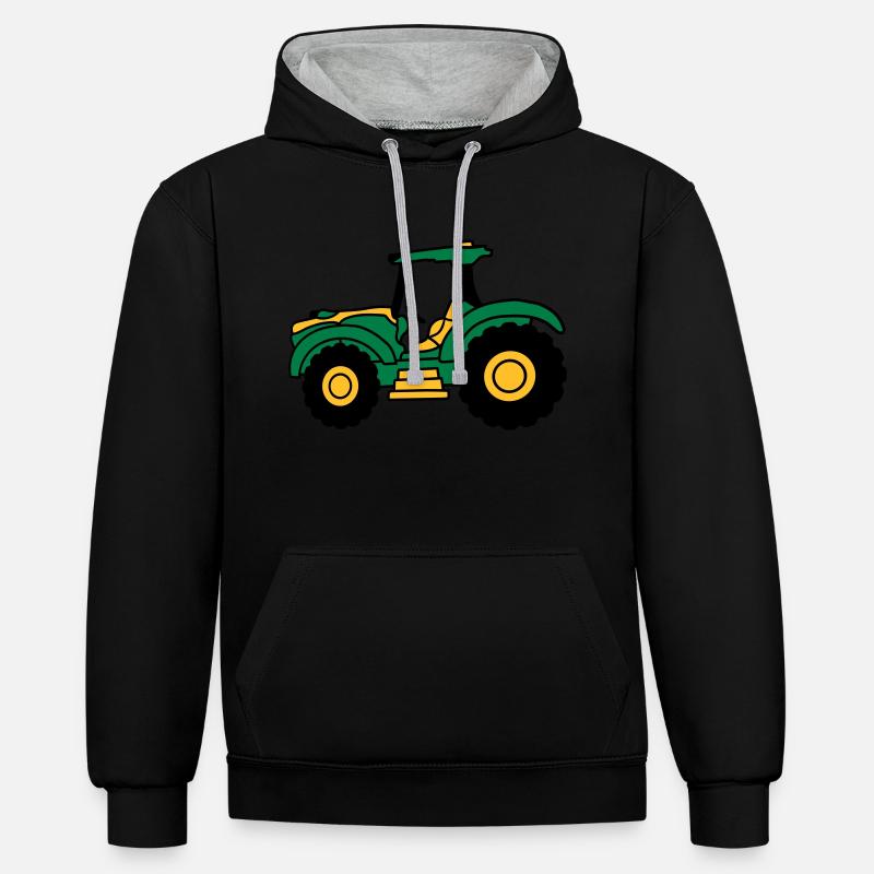 Conduite de tracteur agricole - Sweat à capuche contrasté - noir/gris chiné