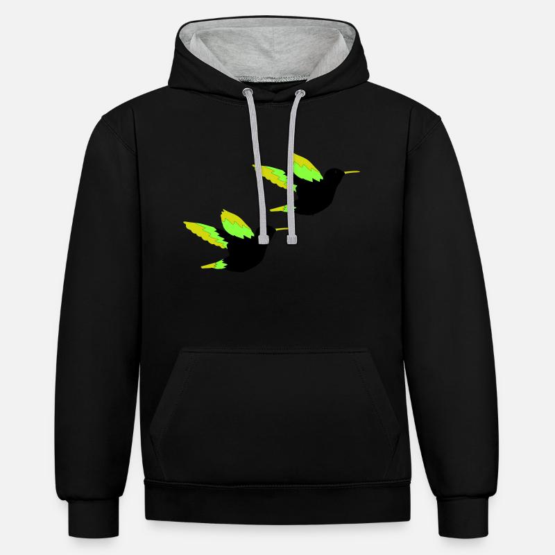 Colibri 02 - Sweat à capuche contrasté - noir/gris chiné