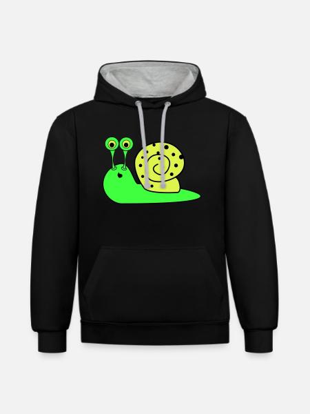 Snail Funny - Contrast hoodie - black/heather grey