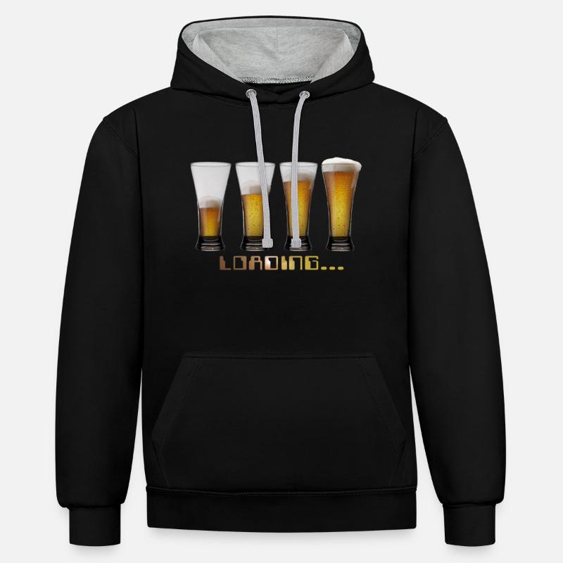 tshirt loading beers by customstyle - Sweat à capuche contrasté - noir/gris chiné