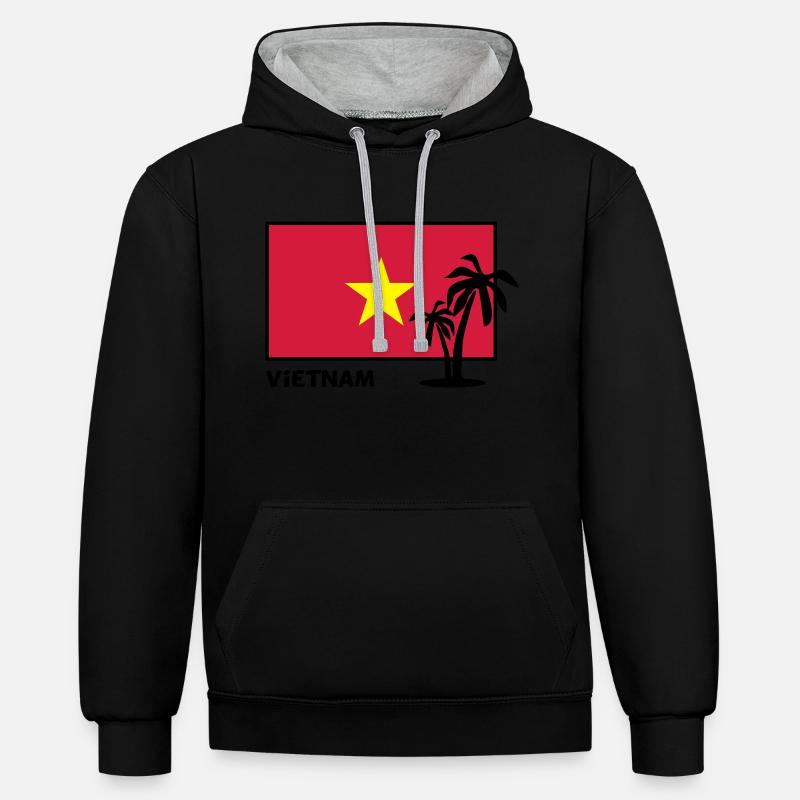 Vietnam - Sweat à capuche contrasté - noir/gris chiné