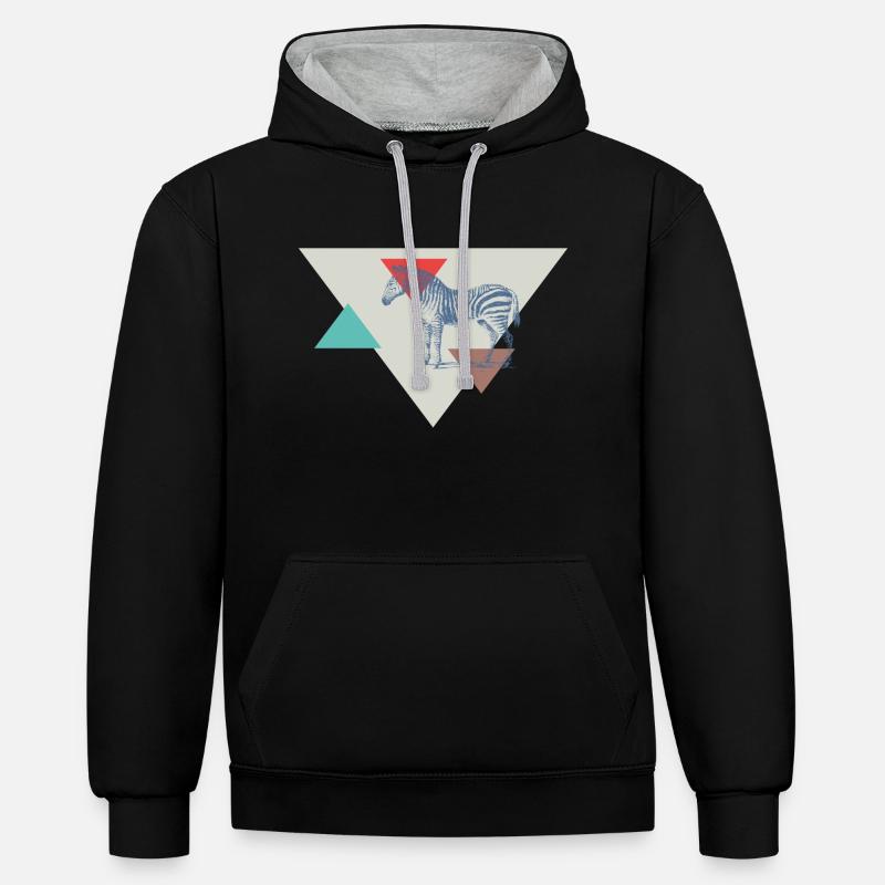 Conception de triangle de zèbre - Sweat à capuche contrasté - noir/gris chiné