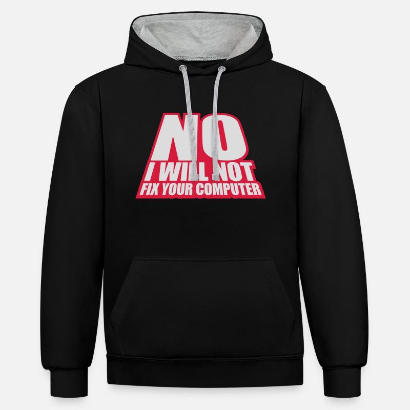 not fix your computer - Kontrast-Hoodie - Schwarz/Grau meliert
