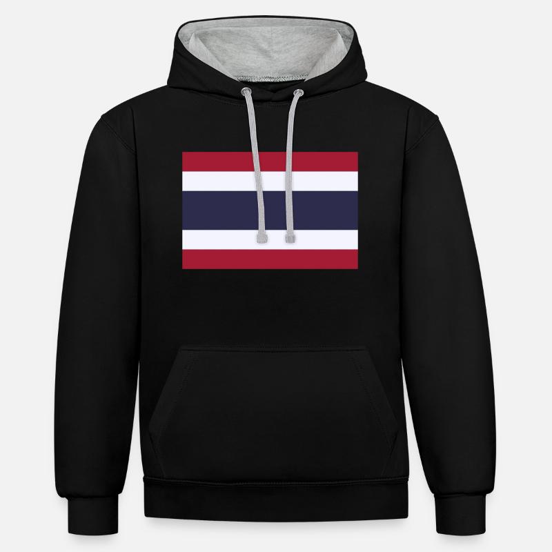 Thailand flag / Drapeau Thaïlande - Sweat à capuche contrasté - noir/gris chiné