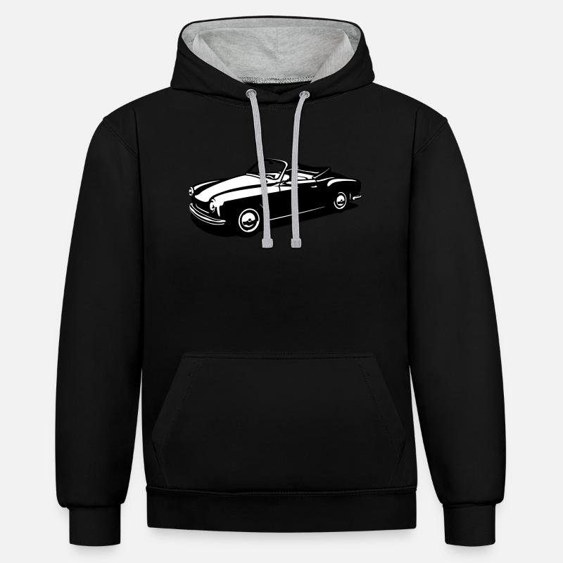 Oldtimer Cabrio 14 (2c) - Kontrast-Hoodie - Schwarz/Grau meliert